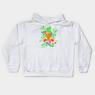 Pineapple Tropical Arrangement Kids Hoodie